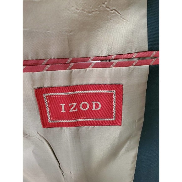 IZOD Men's Blue Polyester Single Breasted Two Buttons Fitted Jacket Blazer 42R - Picture 5 of 9